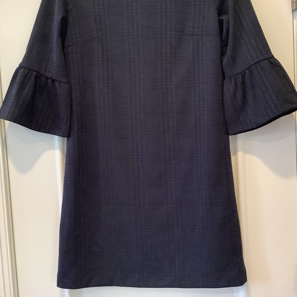 Banana Republic Blue and Black Plaid Dress Size Small 3/4 Bell Sleeves - Picture 3 of 12